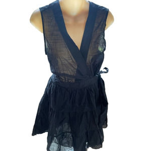 BANANA Republic Sheer Black wrap mini dress Med Tall NWT